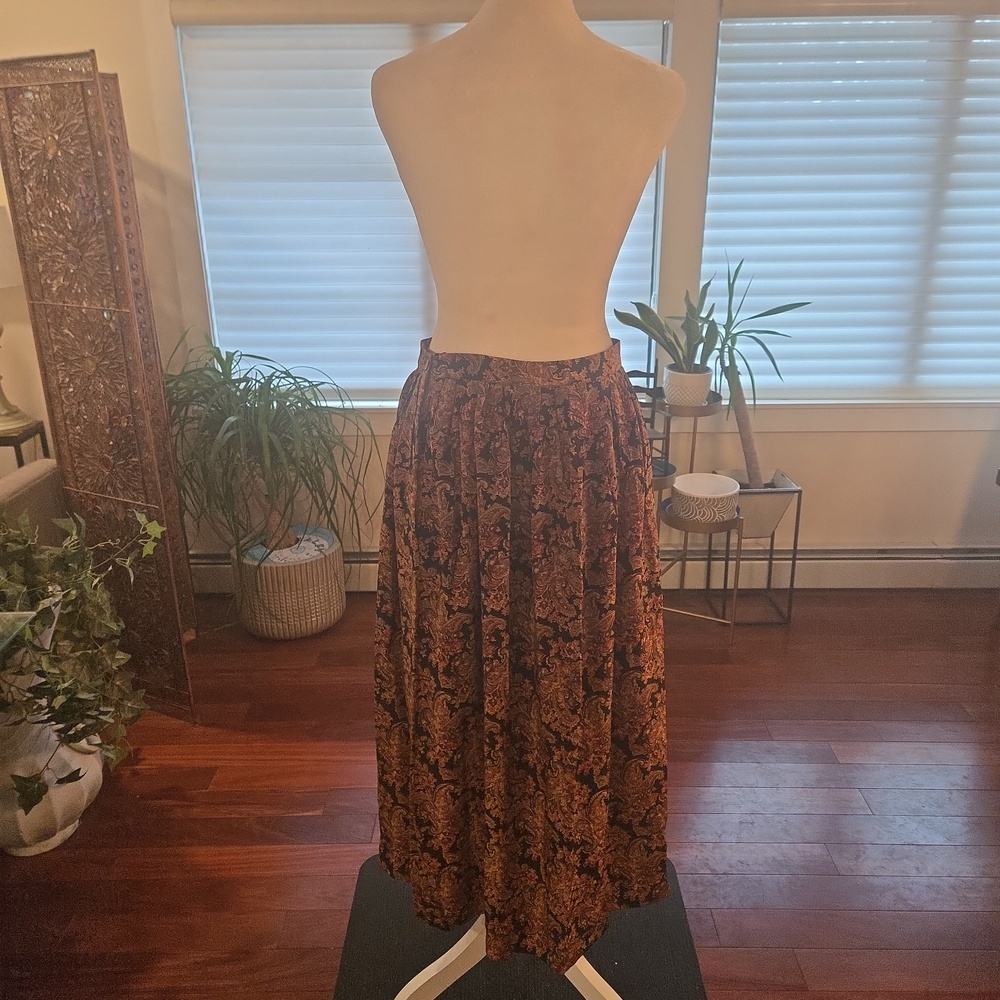 VTG 80s 100% Silk Paisley Boho Fairycore Maxi Skirt Medium - Picture 4 of 7